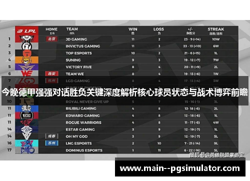 今晚德甲强强对话胜负关键深度解析核心球员状态与战术博弈前瞻 今晚德甲强强对话胜负关键深度解析核心球员状态与战术博弈前瞻